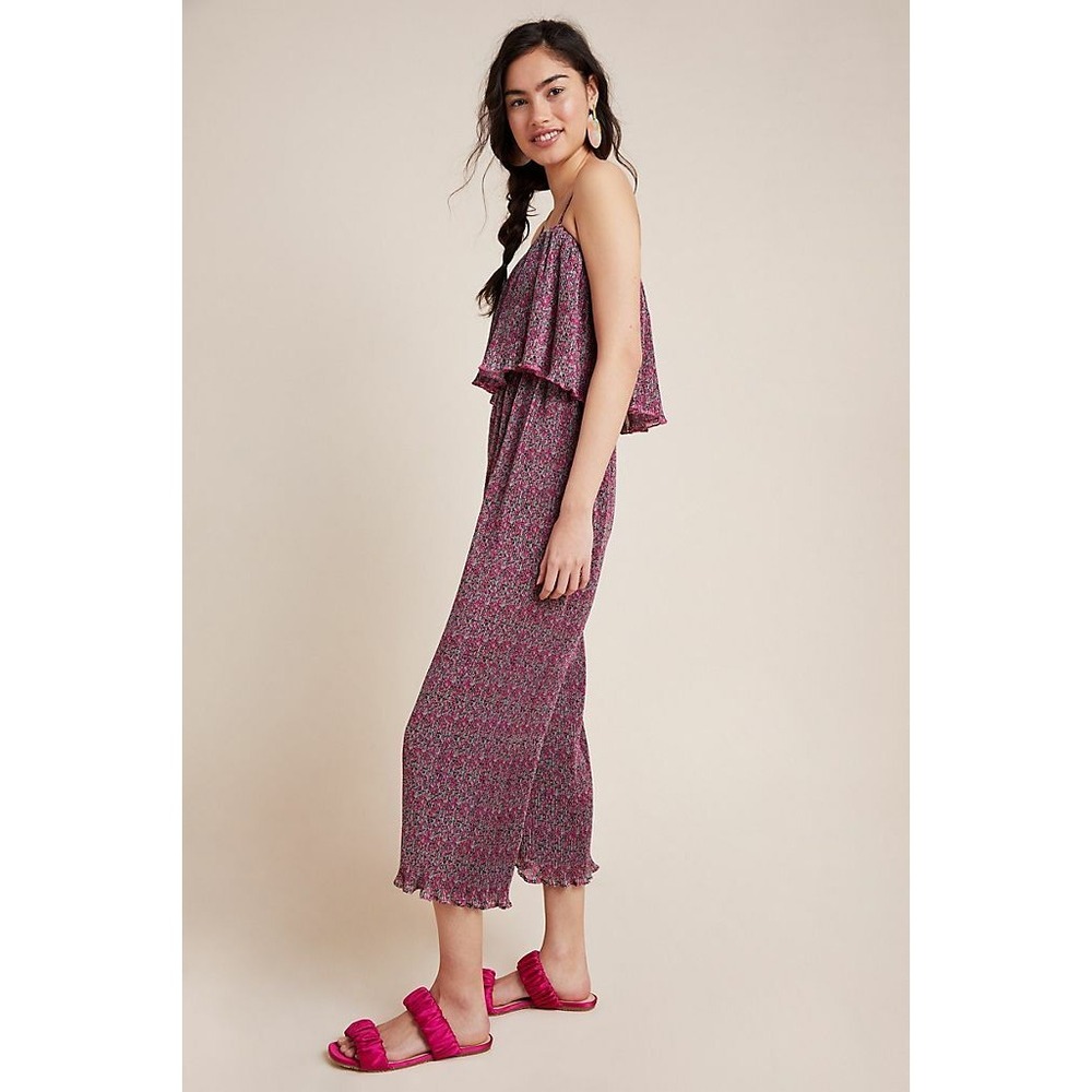 New Anthropologie Rdalamal  Suzanne Pleated Wide-Leg Jumpsuit M